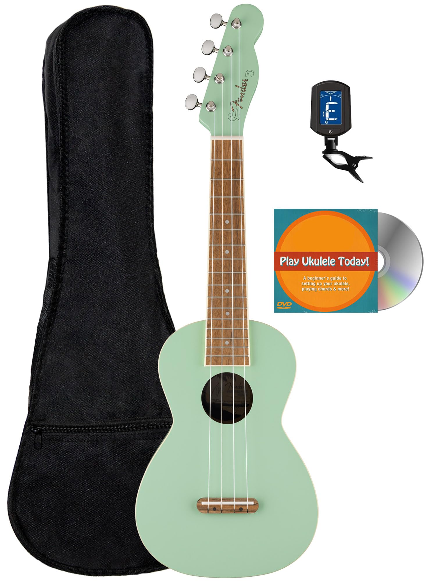 Amazon.com: Fender Monterey Concert Ukulele - Surf Green Bundle